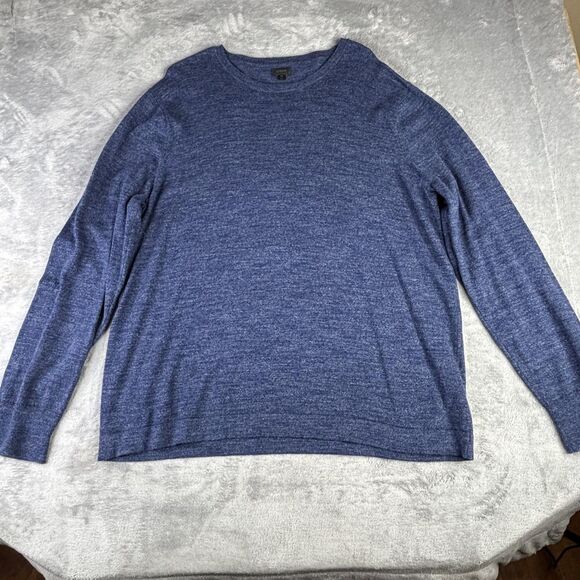 J.Crew Sweater Mens XL Blue Heather Cotton Crewneck Knit Pullover Long Sleeve - Picture 2 of 8